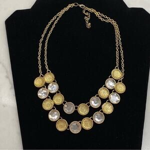 Glamorous Multi strand Coin & rhinestone statement necklace